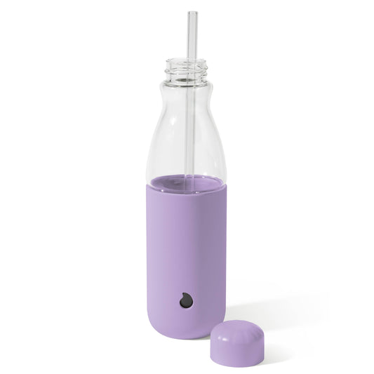 glass-original-bottle-18oz-d9 18oz_Lilac_Purple_Glass_Original_Bottle_Front_Cap_Off_Straw_In_Front_Cap_On_Straw_In.jpg